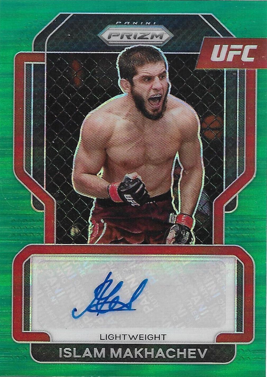 Islam Makhachev 2022 Panini Prizm UFC Signatures #40 Green