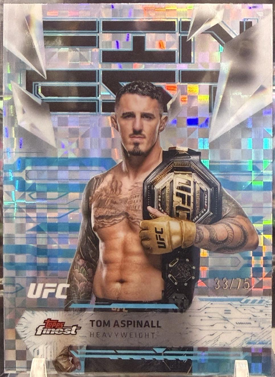 Tom Aspinall 2025 Topps Finest UFC Base Uncommon #120 Blue Checkerboard Refractor