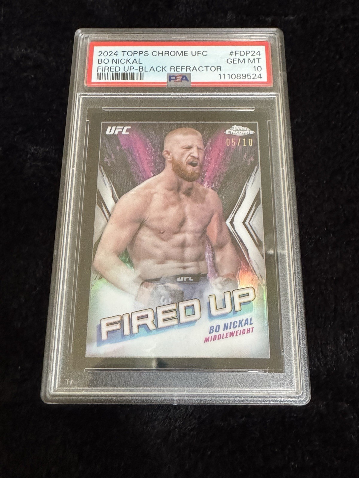 Bo Nickal 2024 Topps Chrome UFC Fired Up #FDP-24 Black Refractor