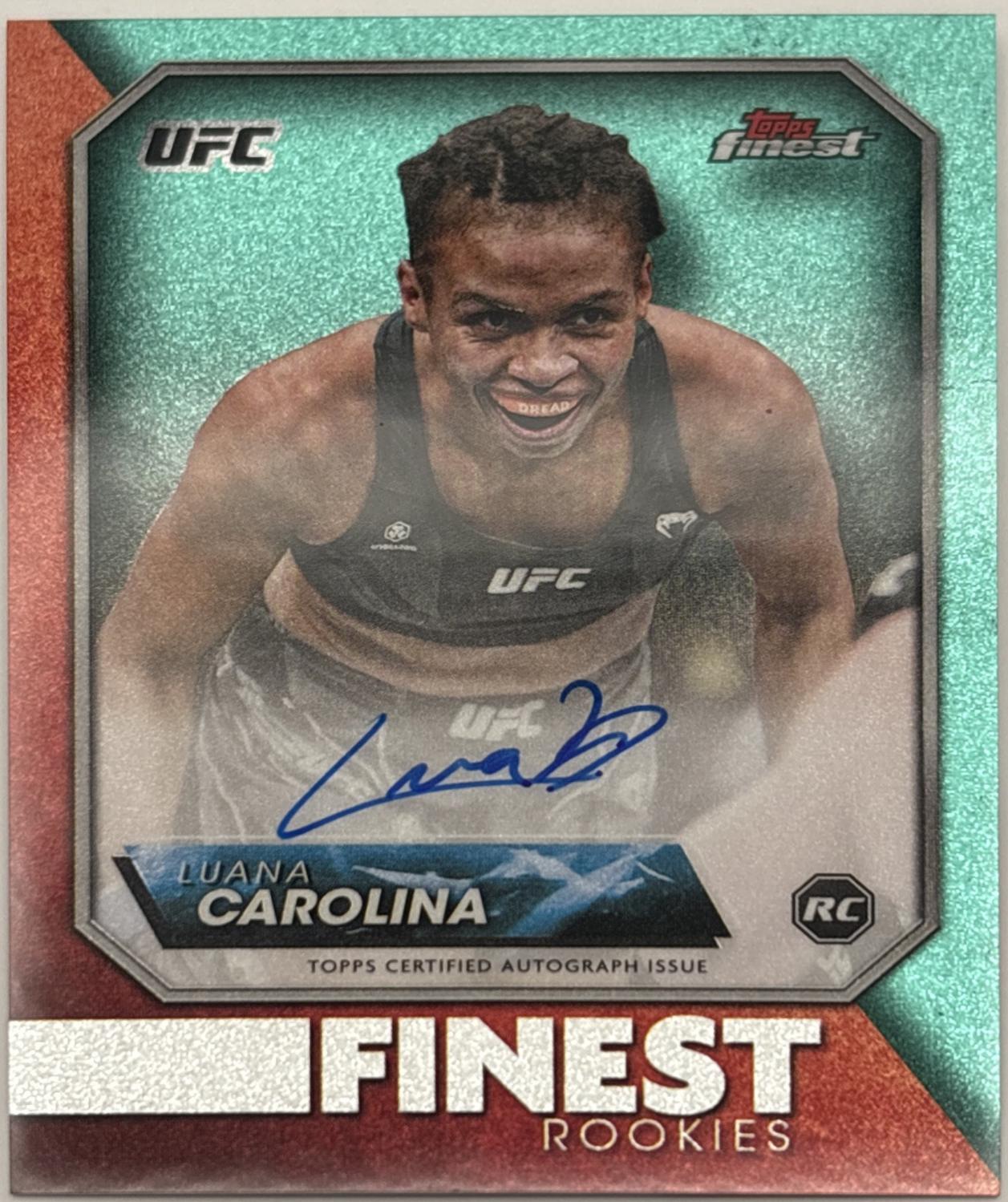 Luana Carolina 2024 Topps Finest UFC Rookie Finest Autographs #RFA-LC Aqua Glitter Refractor