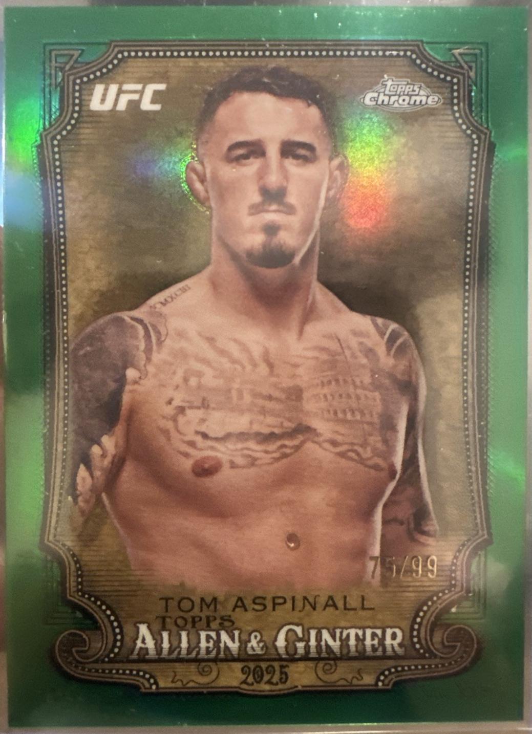 Tom Aspinall 2025 Topps Chrome UFC Allen & Ginter #AAG-18 Green Refractor