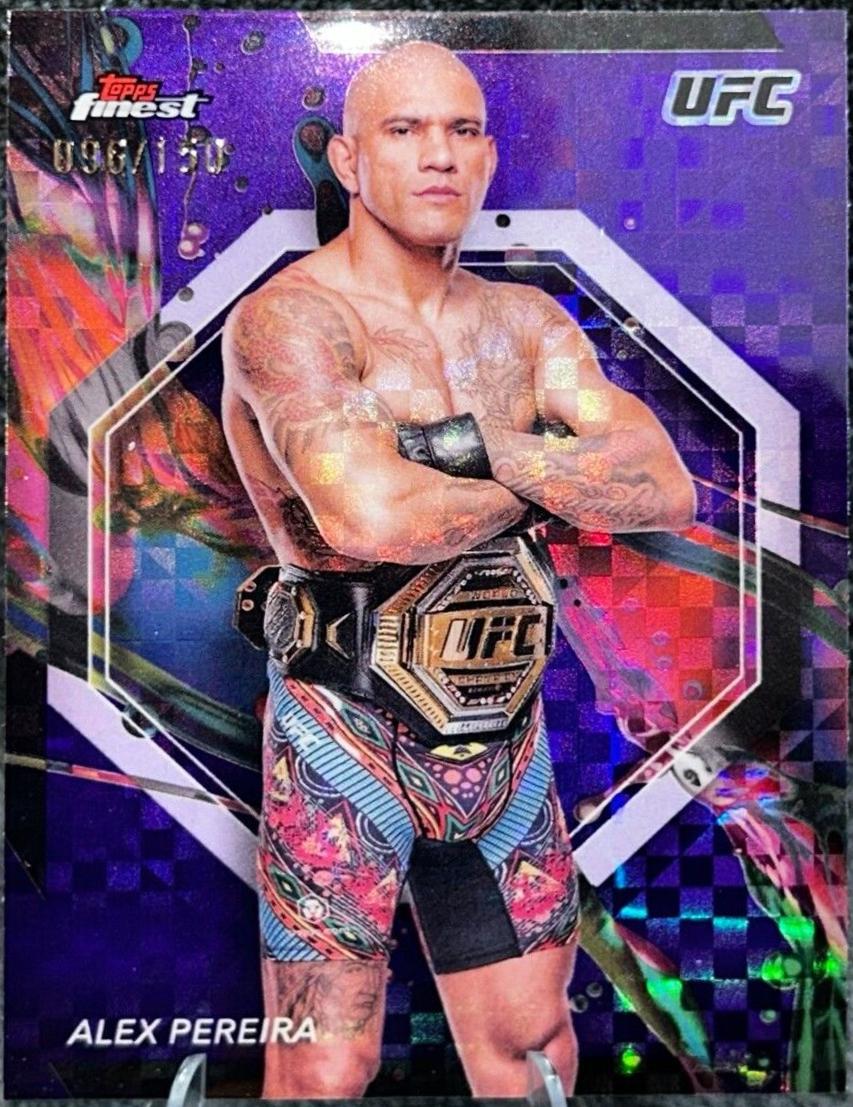 Alex Pereira 2024 Topps Finest UFC Base Common #12 Purple Checkerboard Refractor