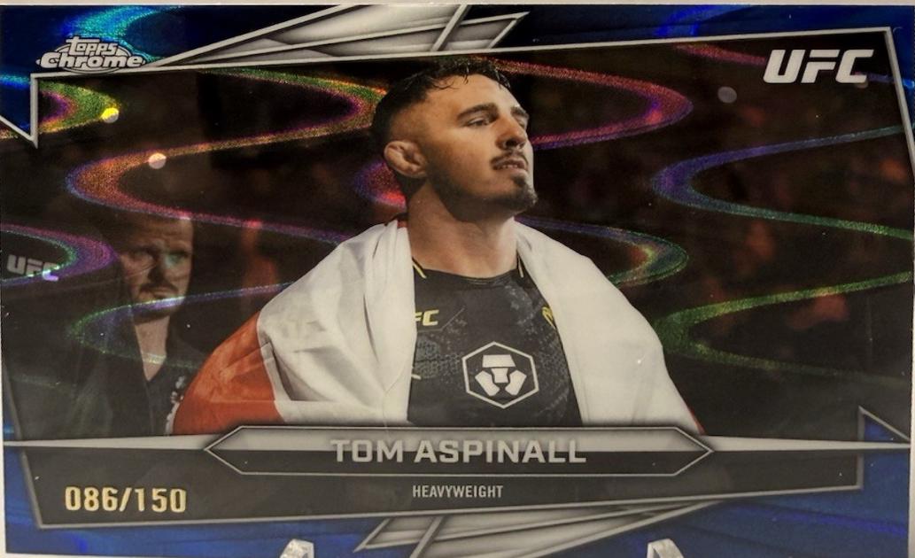 Tom Aspinall 2026 Topps Chrome UFC Base #80 Blue Ray Wave Refractor