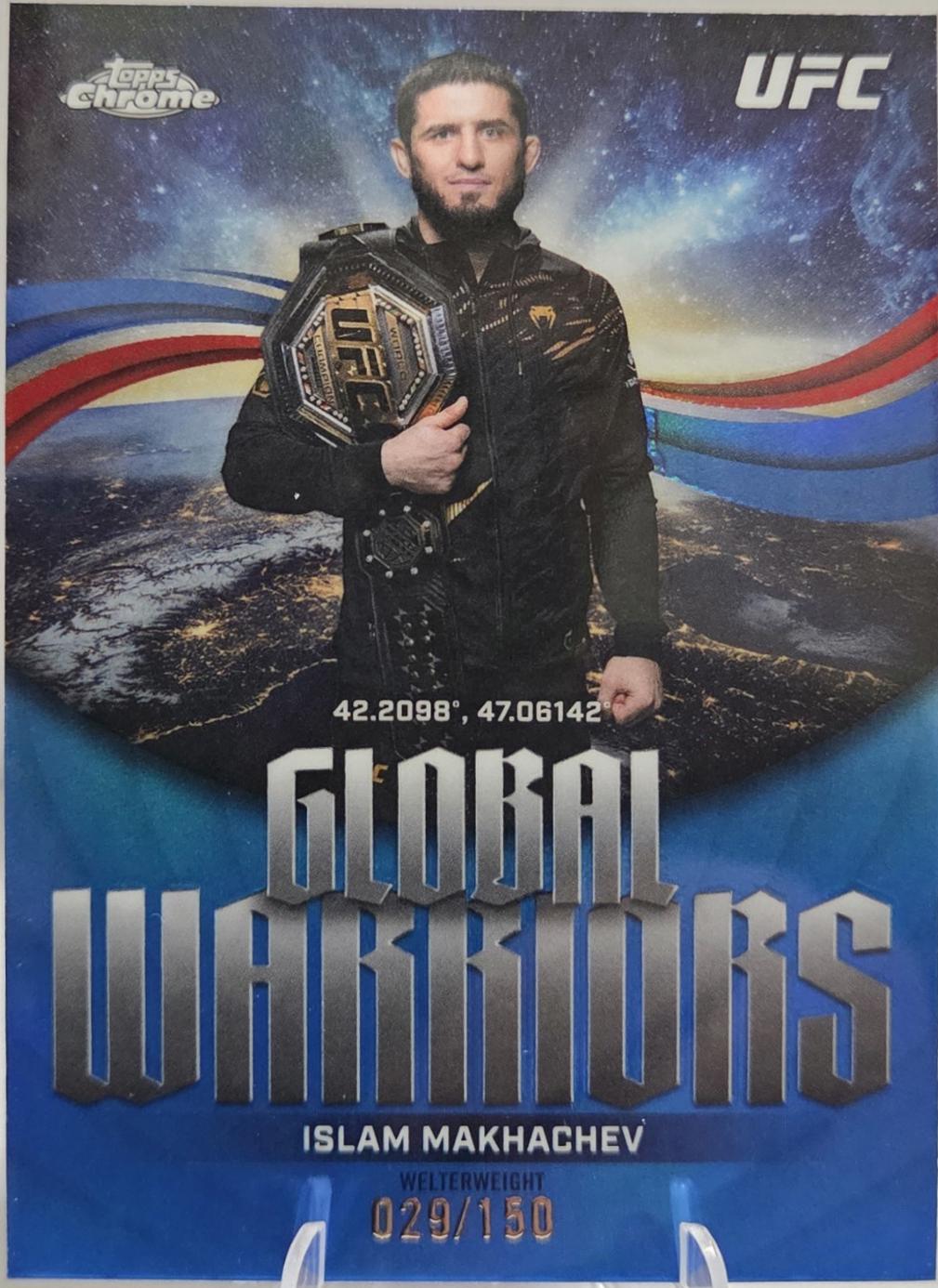Islam Makhachev 2026 Topps Chrome UFC Global Warriors #GW-17 Blue Refractor