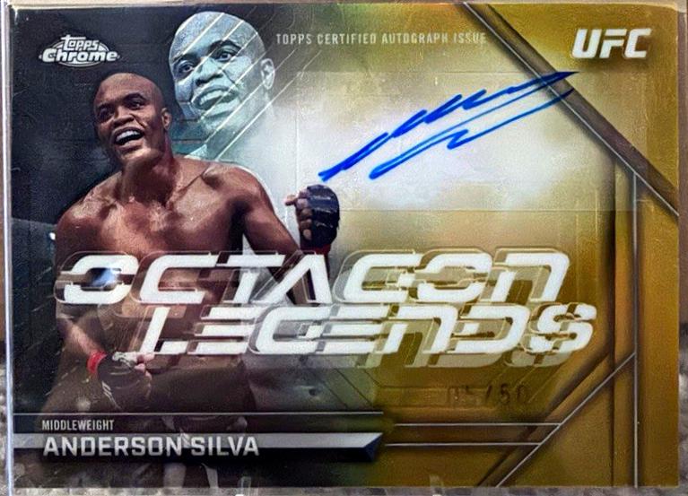 Anderson Silva 2026 Topps Chrome UFC Octagon Legends Autographs #OLA-AS Gold Refractor