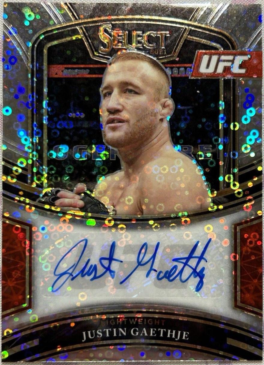 Justin Gaethje 2021 Panini Select UFC Signatures #4 Disco Prizms