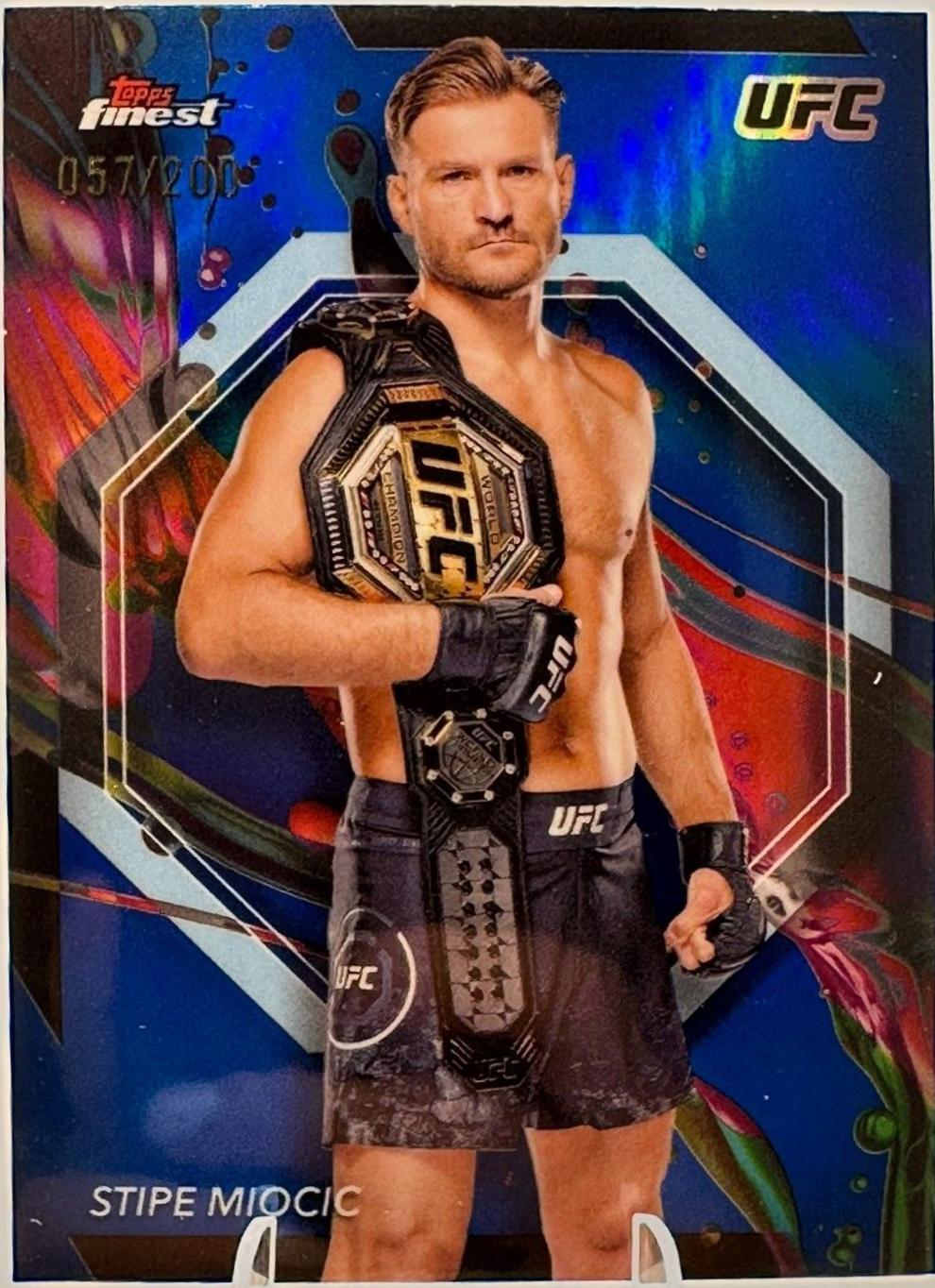 Stipe Miocic 2024 Topps Finest UFC Base Common #7 Blue Refractor