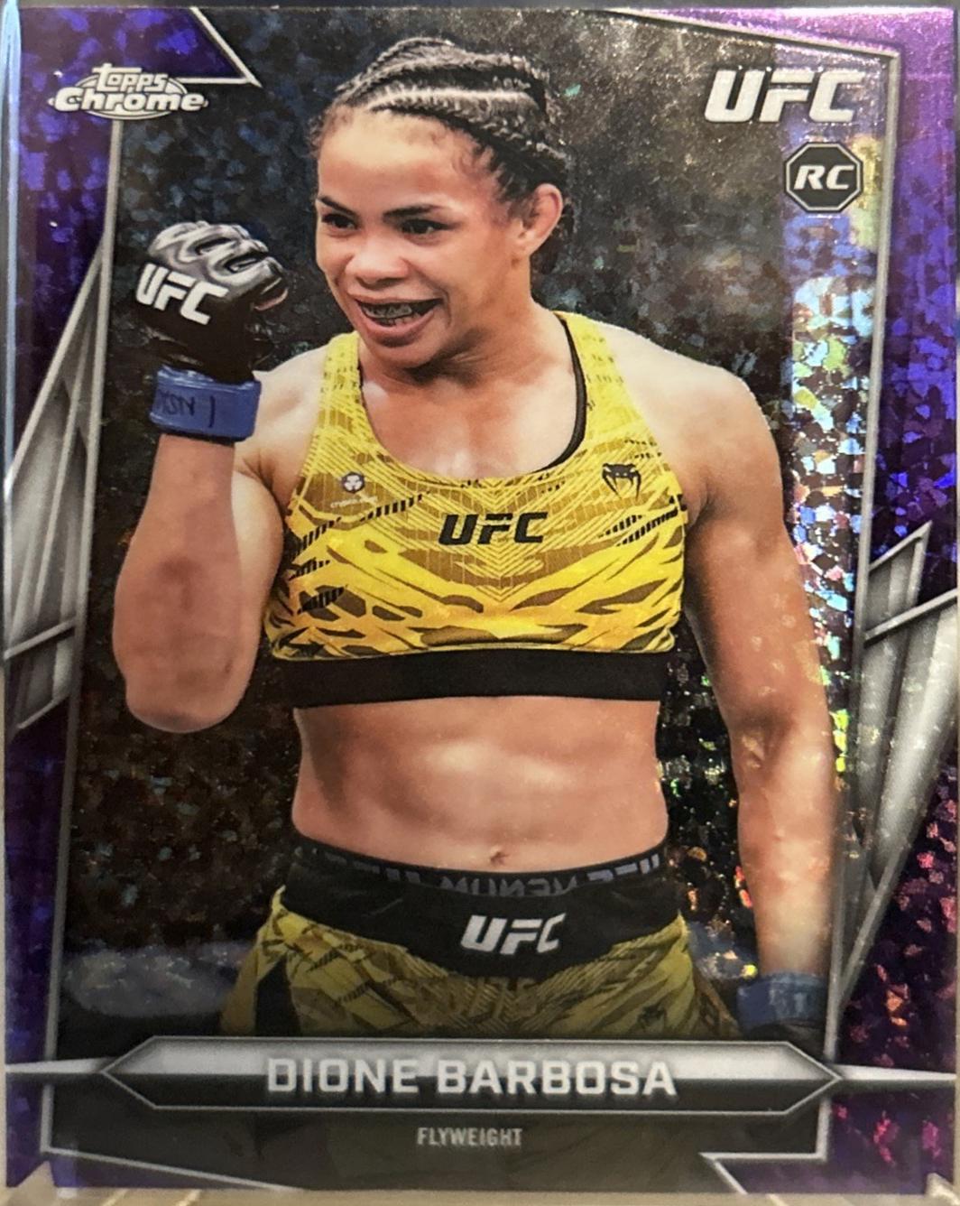Dione Barbosa 2026 Topps Chrome UFC Base #33 Purple Mini Diamonds Refractor
