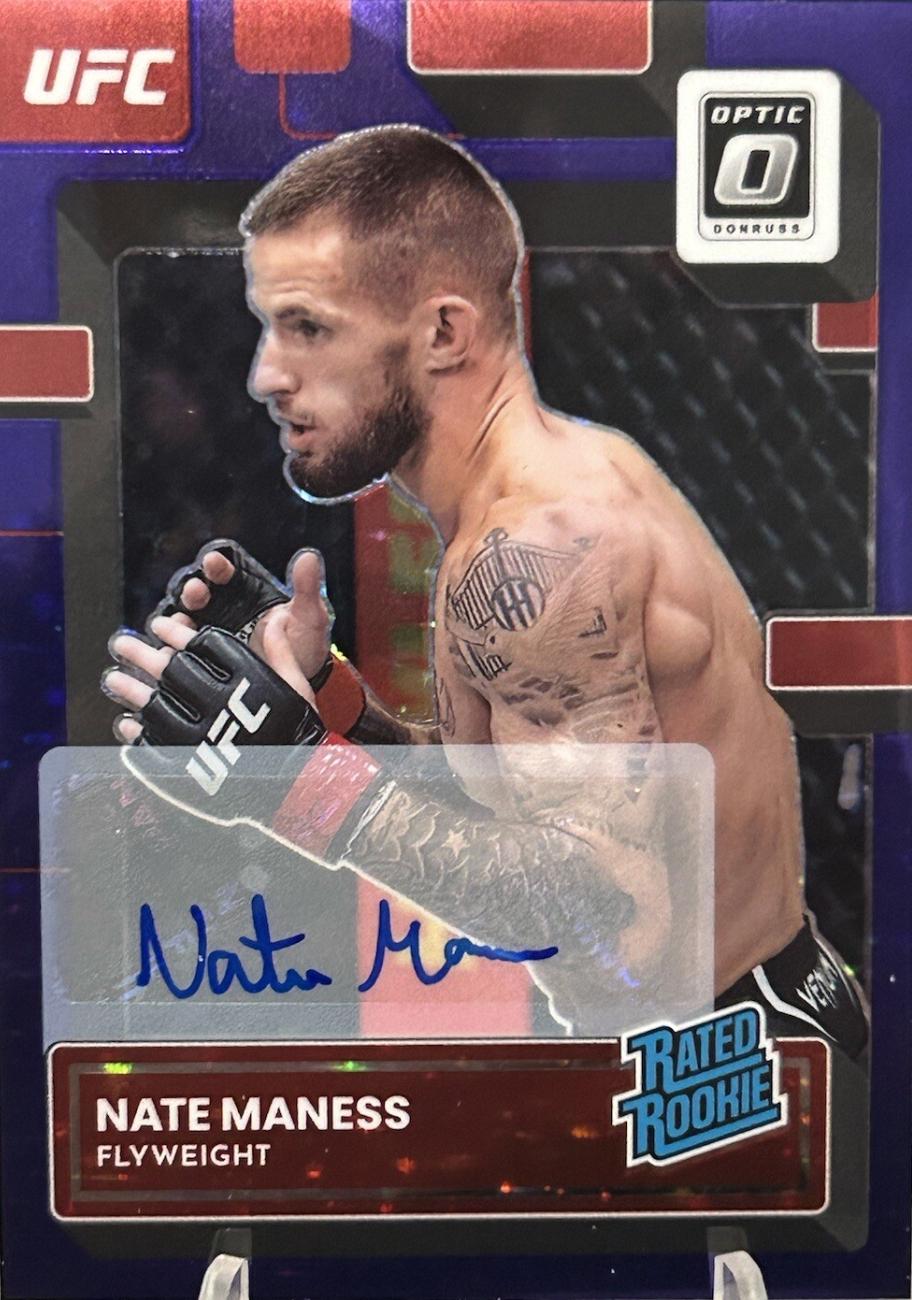 Nate Maness 2023 Panini Donruss Optic UFC Base Rated Rookies Signatures #113 Purple Stars