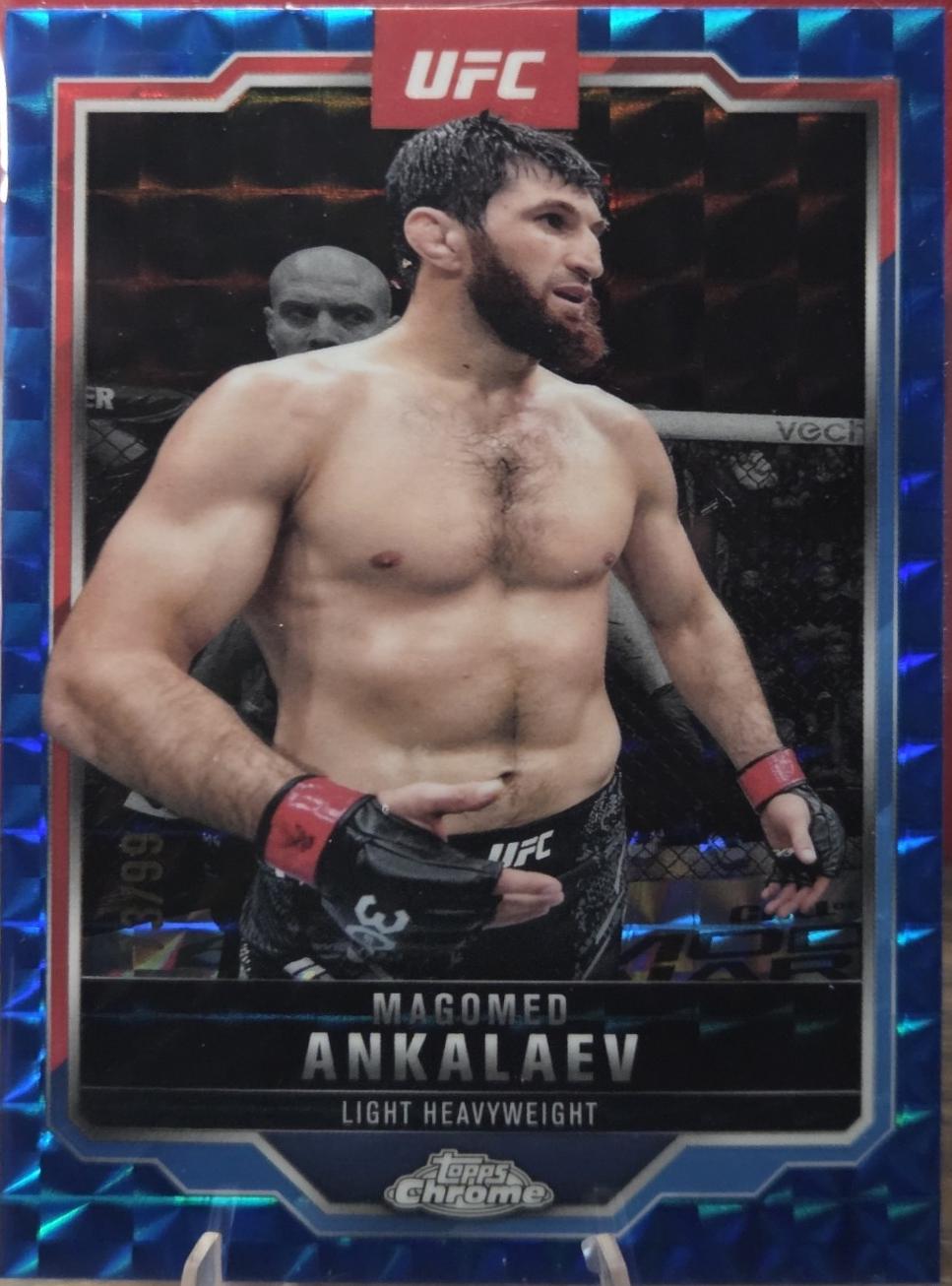 Magomed Ankalaev 2025 Topps Chrome UFC Base #21 Blue Geometric Refractor