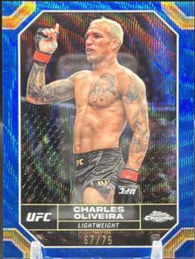 Charles Oliveira 2024 Topps Chrome UFC Base #42 Blue Wave Refractor