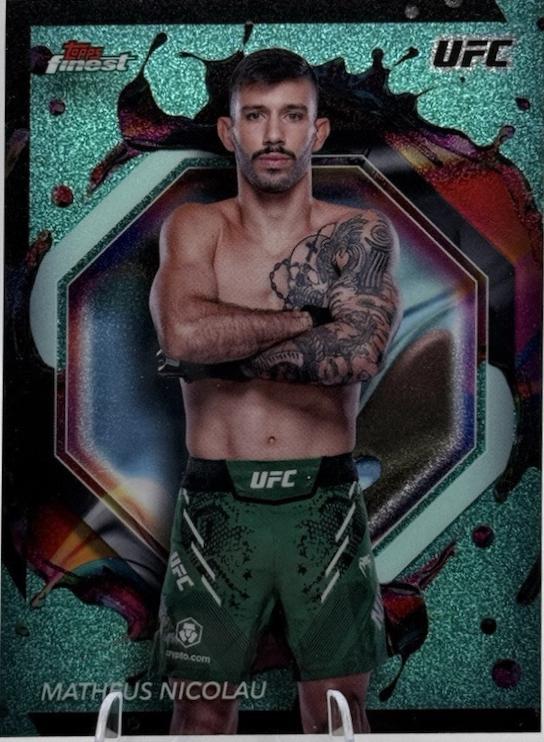 Matheus Nicolau 2024 Topps Finest UFC Base Common #99 Aqua Glitter Refractor