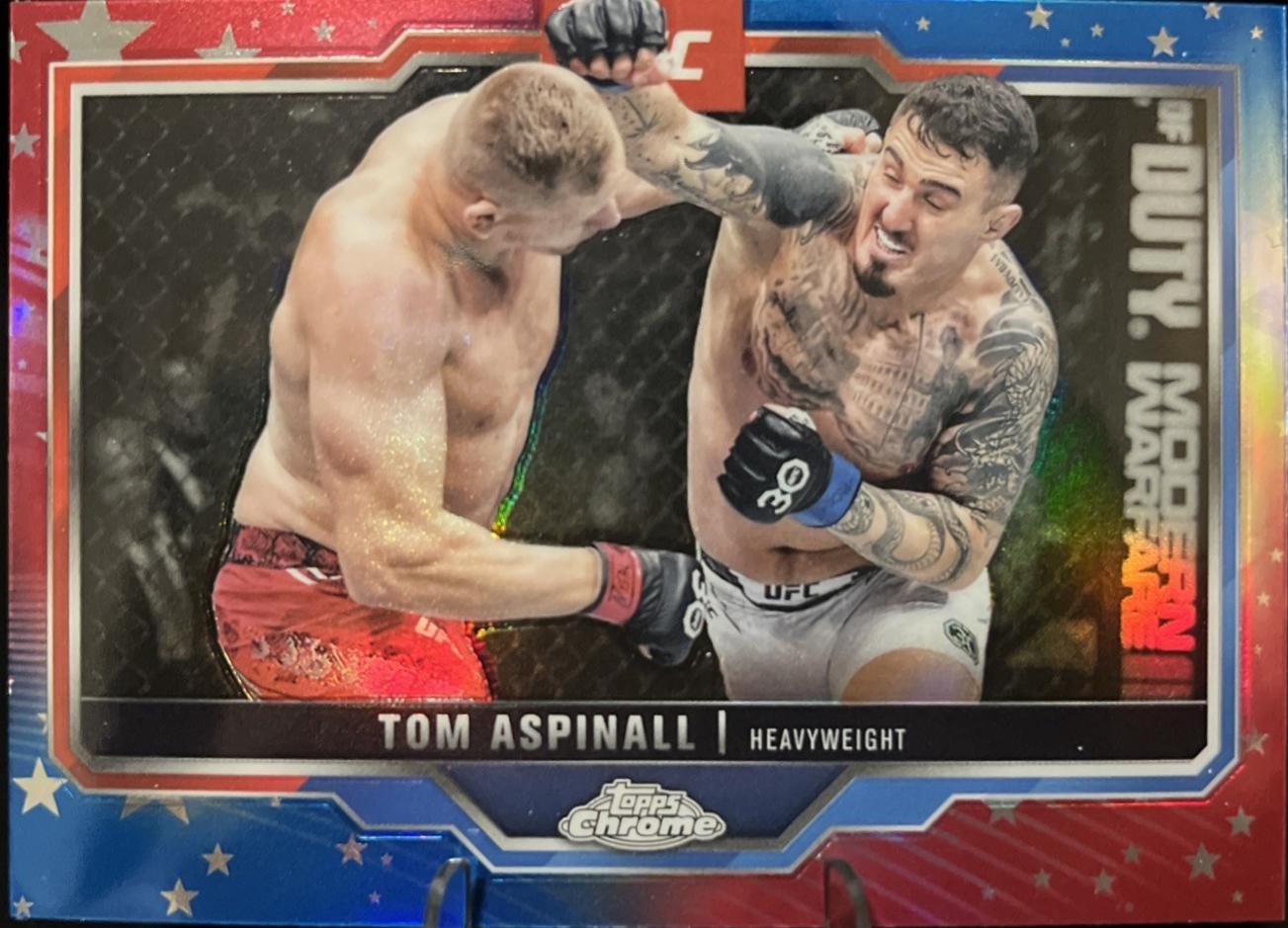 Tom Aspinall 2025 Topps Chrome UFC Base #146 Red & Blue Refractor