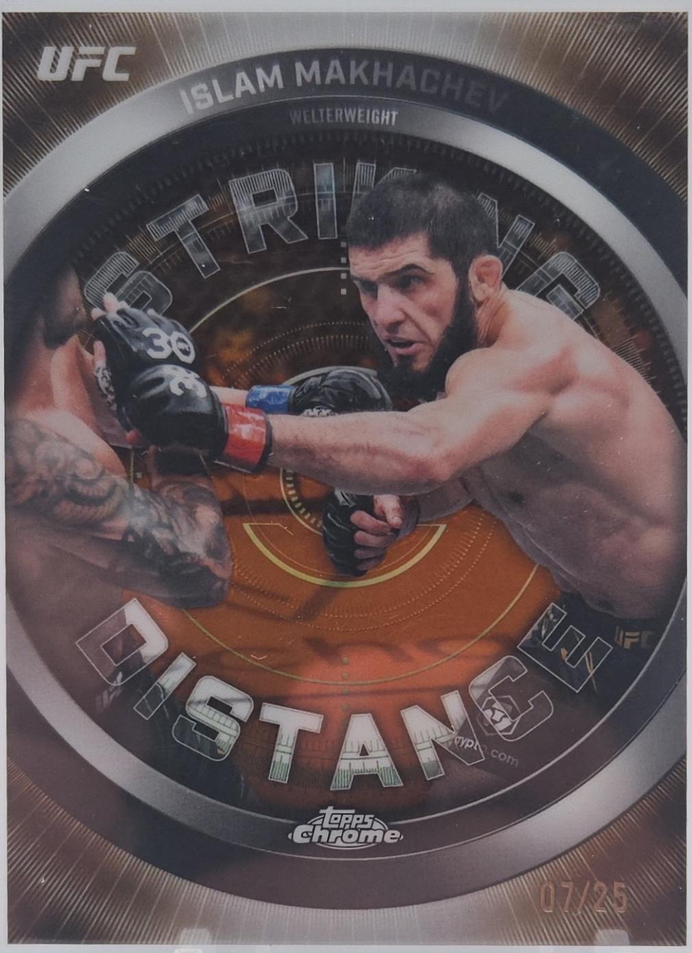 Islam Makhachev 2026 Topps Chrome UFC Striking Distance #SD-17 Orange Refractor