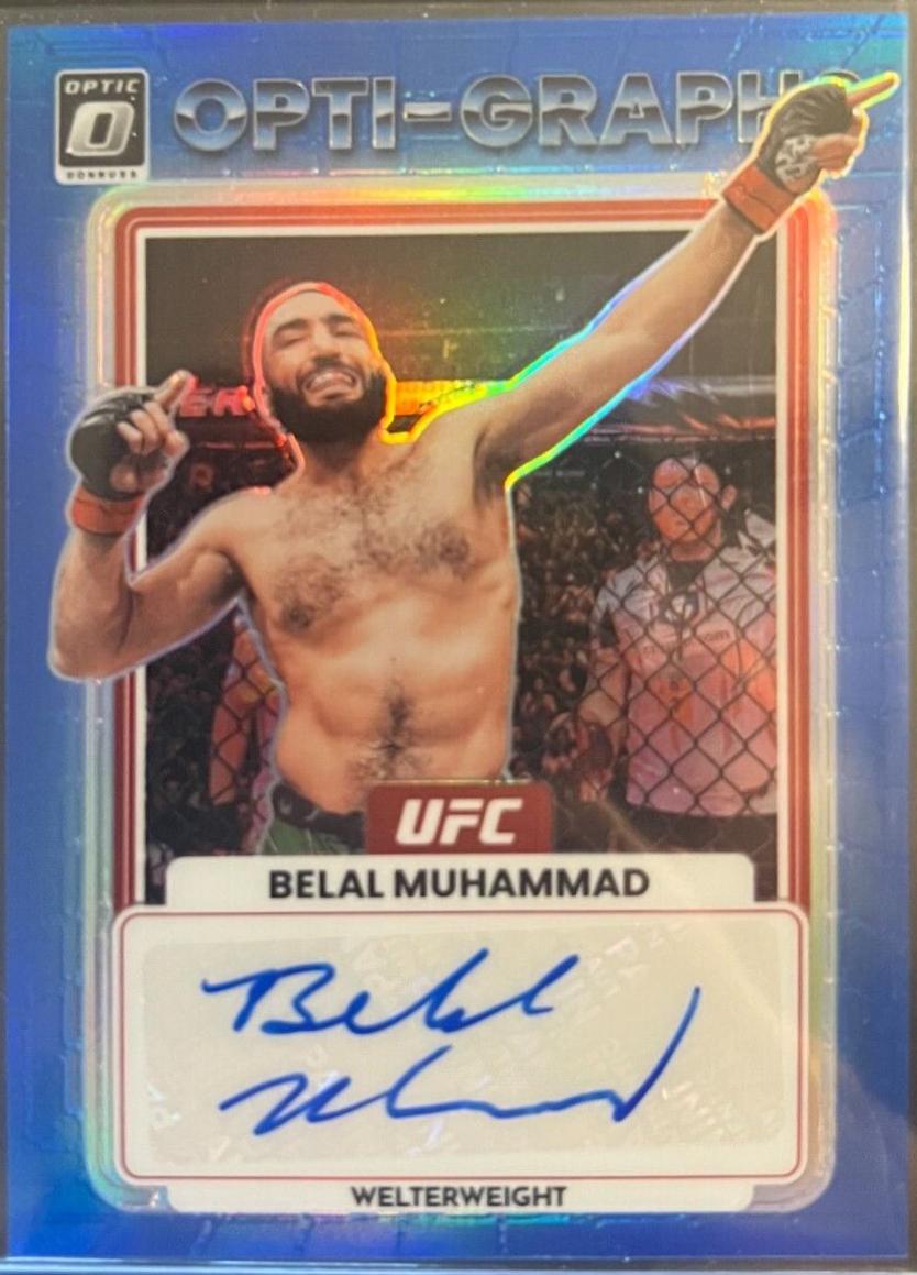 Belal Muhammad 2023 Panini Donruss Optic UFC Opti-Graphs #16 Blue Autograph