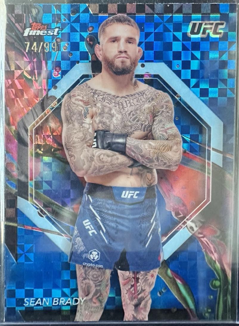 Sean Brady 2024 Topps Finest UFC Base Common #43 Blue Checkerboard Refractor