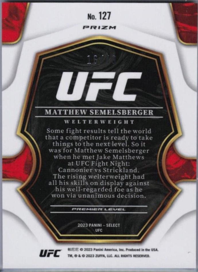 Matthew Semelsberger 2023 Panini Select UFC Premier Level #127 Blue Disco