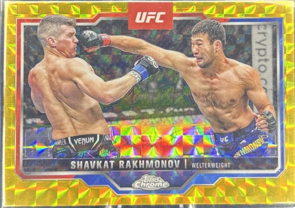 Shavkat Rakhmonov 2025 Topps Chrome UFC Base #125 Gold Geometric Refractor