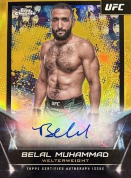 Belal Muhammad 2024 Topps Chrome UFC UFC Signatures #FNA-BMU Gold Refractor