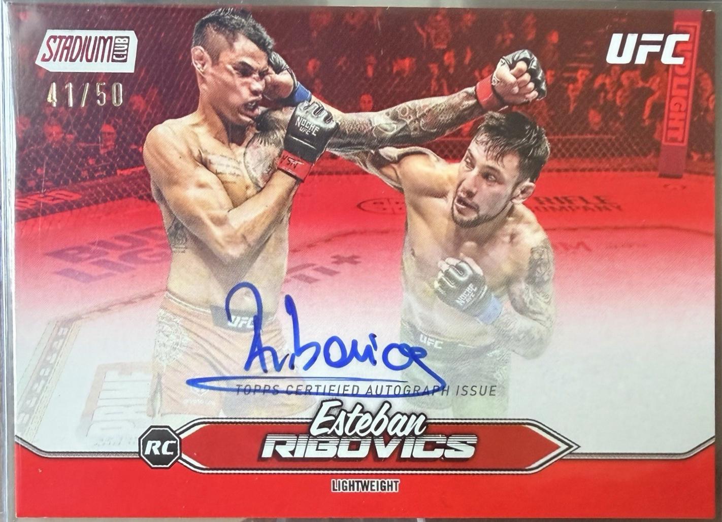 Esteban Ribovics 2025 Topps Stadium Club UFC Base Autographs #BCA-ERS Red
