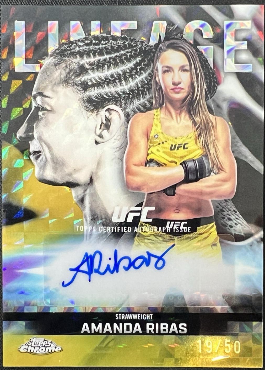 Amanda Ribas 2026 Topps Chrome UFC Chrome Lineage Autographs #CCA-AR Gold Geometric Refractor