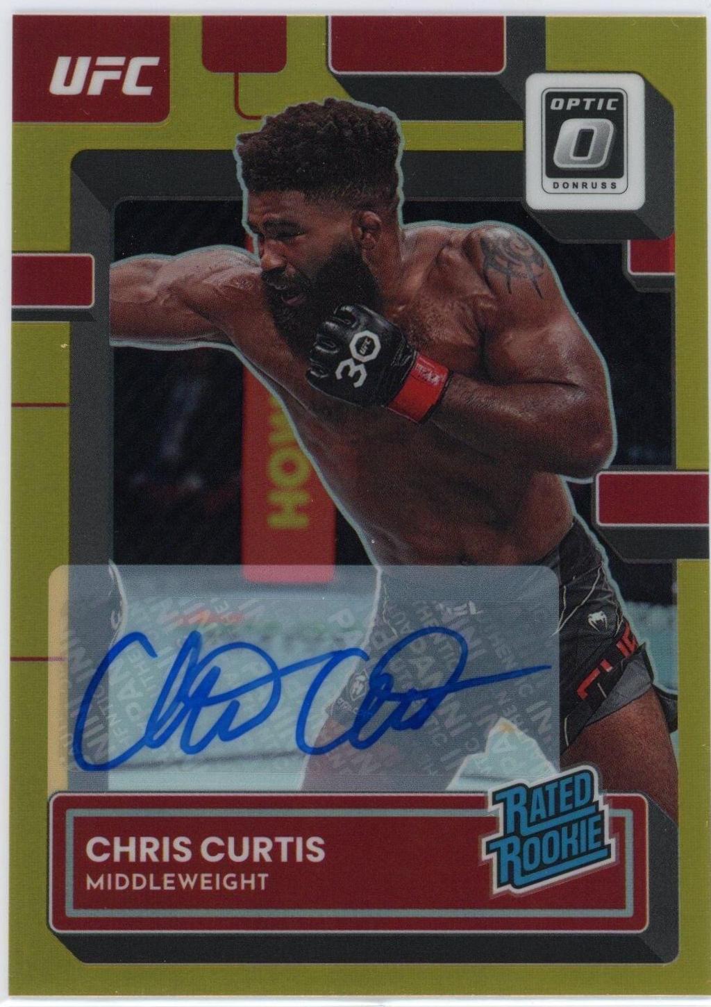 Chris Curtis 2023 Panini Donruss Optic UFC Base Rated Rookies Signatures #122 Gold