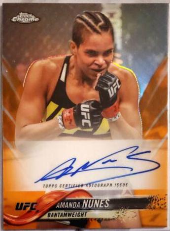 Amanda Nunes 2018 Topps Chrome UFC Fighter Autographs #FA-AN Orange