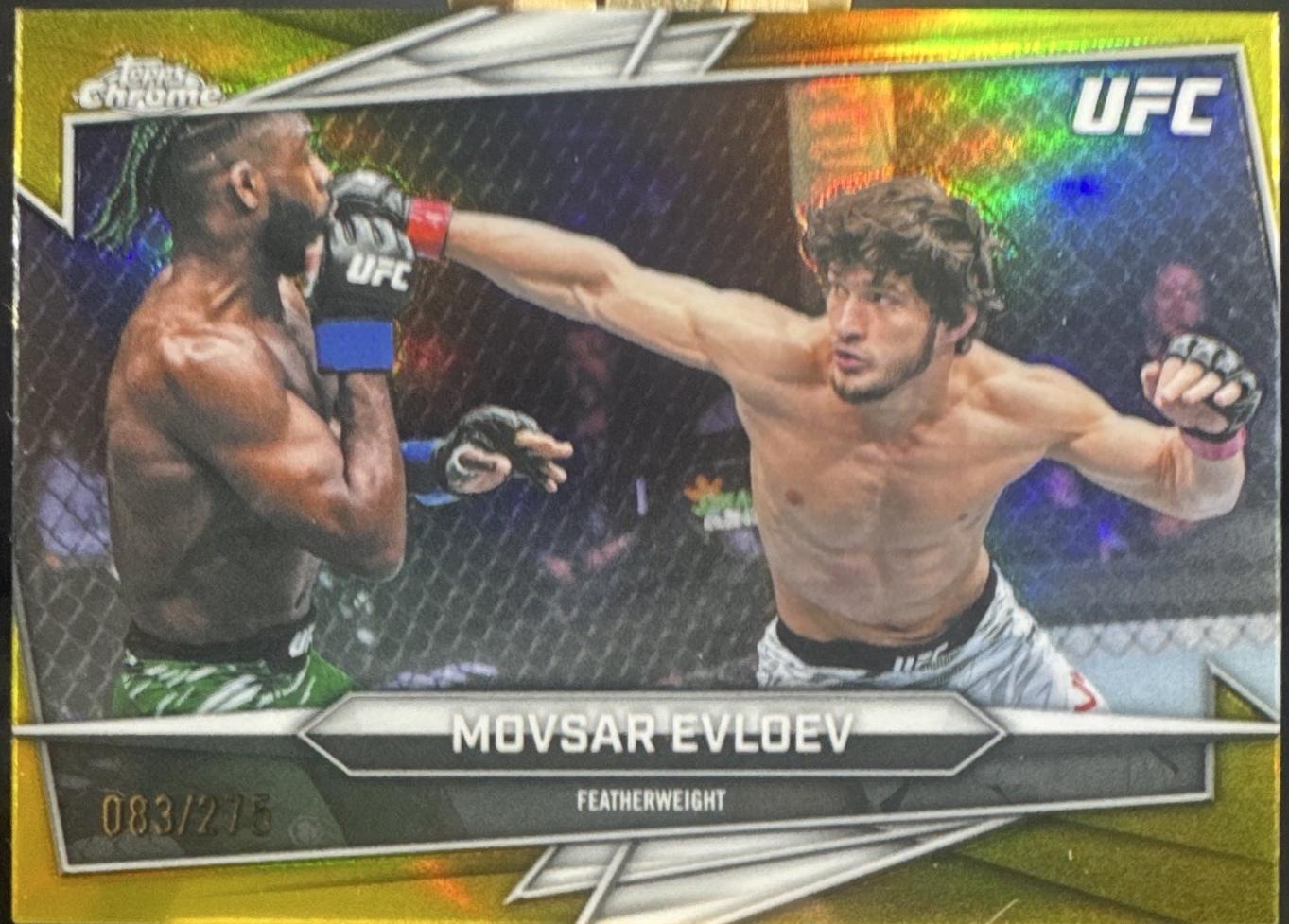 Movsar Evloev 2026 Topps Chrome UFC Base #165 Yellow Refractor