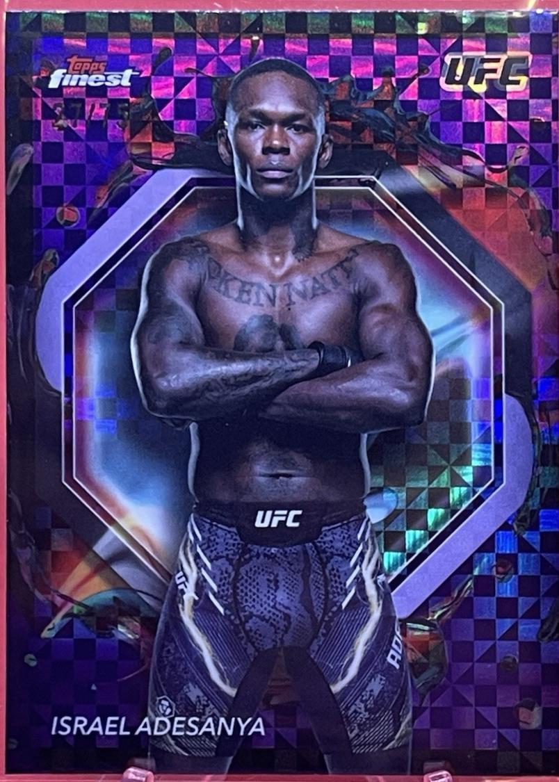 Israel Adesanya 2024 Topps Finest UFC Base Rare #206 Purple Checkerboard Refractor