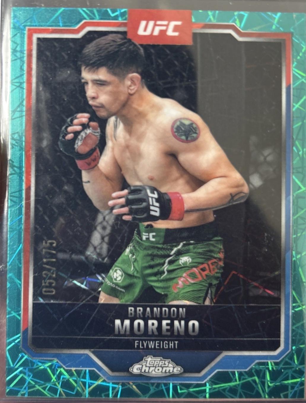 Brandon Moreno 2025 Topps Chrome UFC Base #46 Teal Lazer Refractor