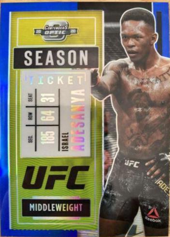 Israel Adesanya 2021 Panini Chronicles UFC Base Contenders Optic Season Ticket #272 Blue