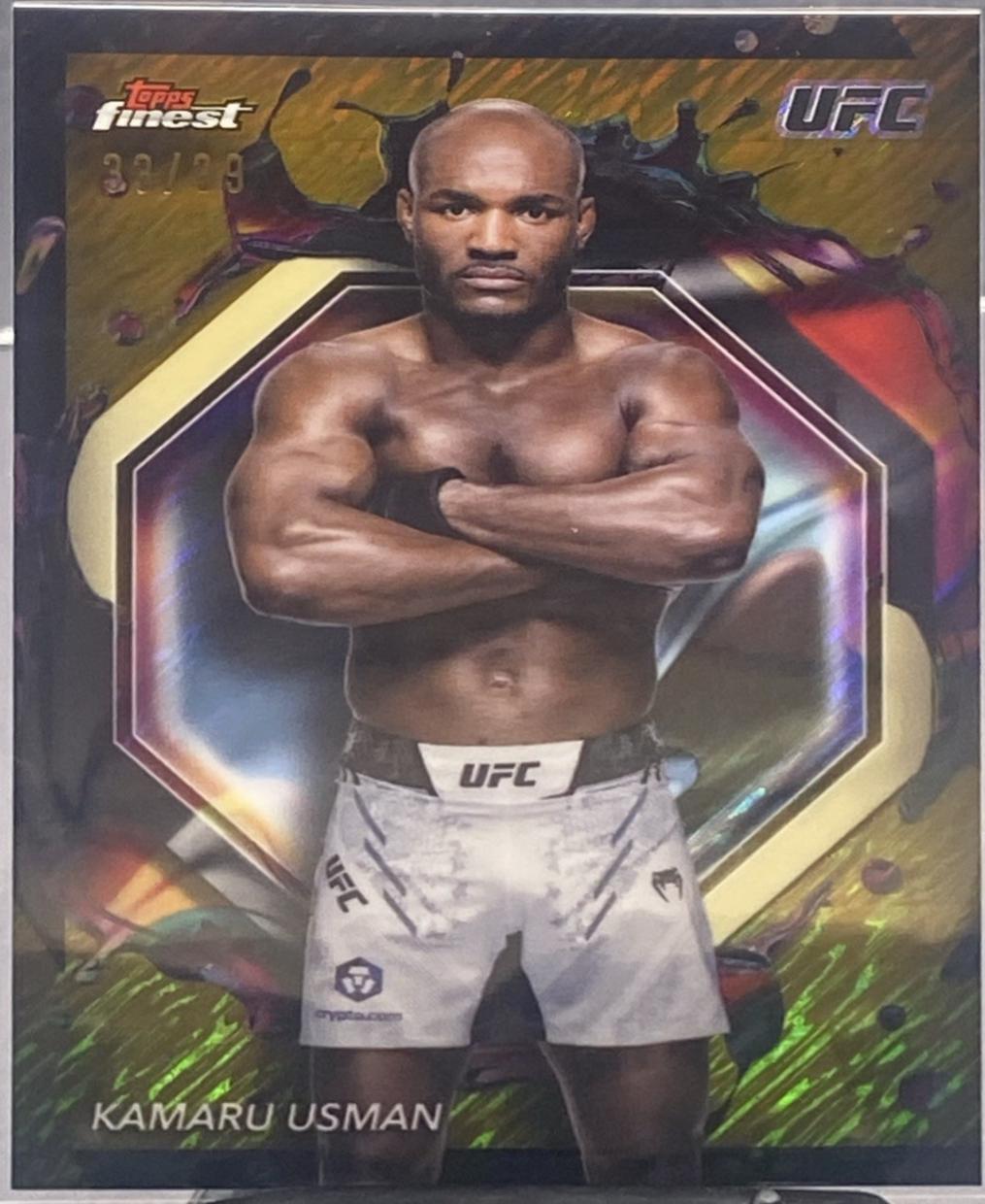 Kamaru Usman 2024 Topps Finest UFC Base Rare #223 Gold Shimmer Refractor
