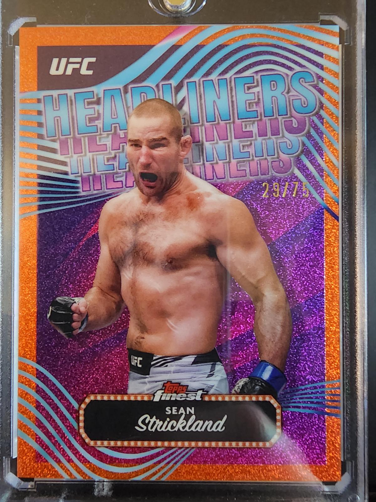 Sean Strickland 2024 Topps Finest UFC Headliners #HDL-16 Tangerine Glitter Refractor