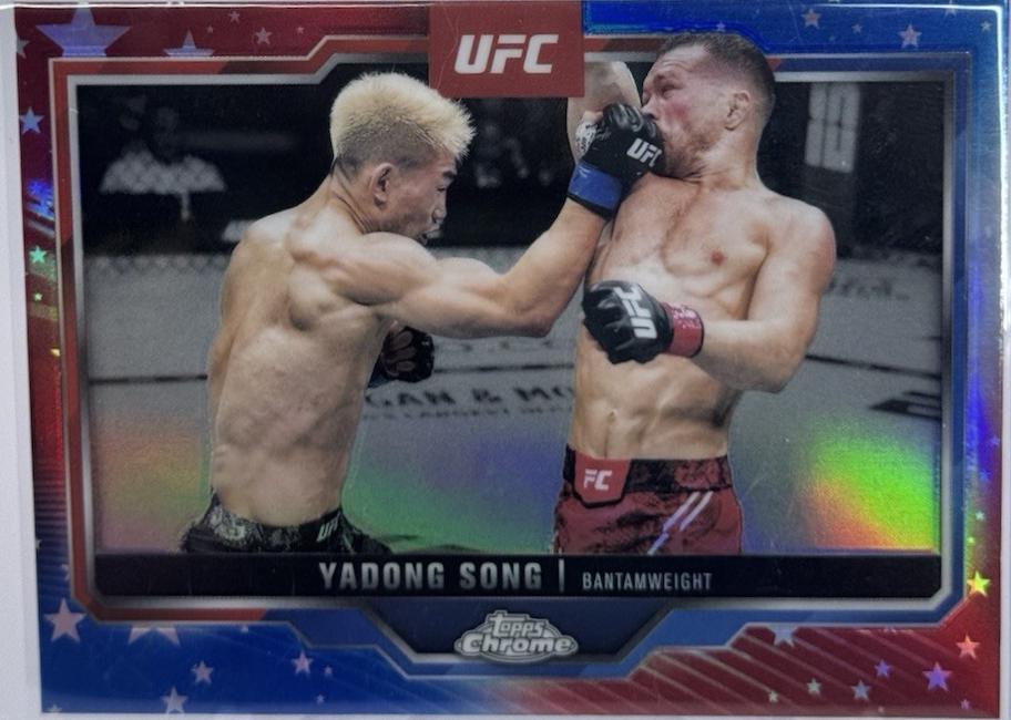 Song Yadong 2025 Topps Chrome UFC Base #38 Red & Blue Refractor