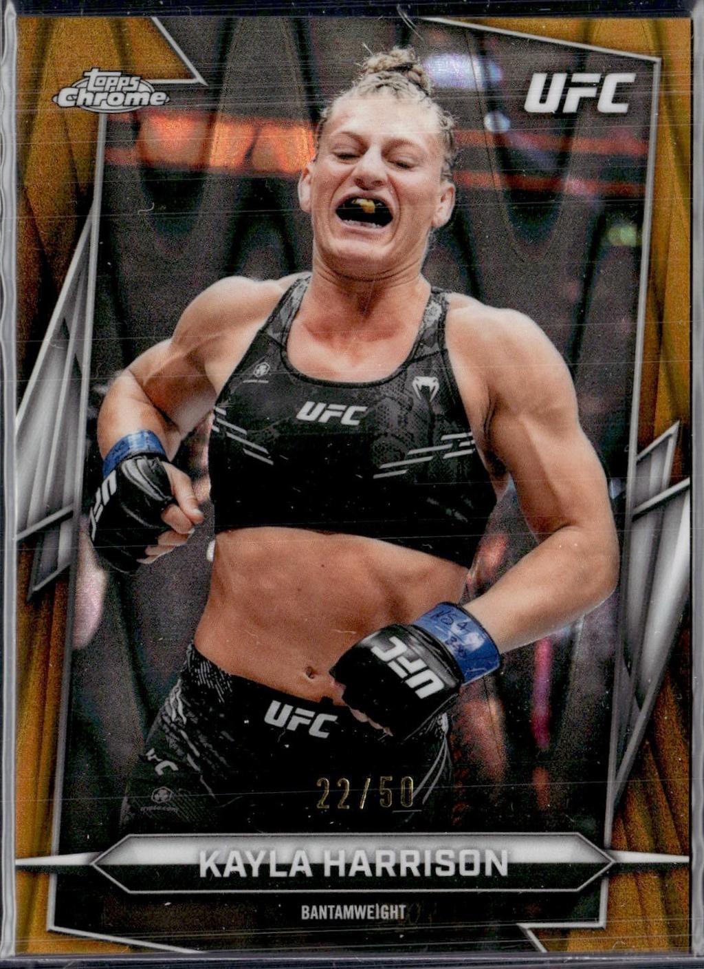 Kayla Harrison 2026 Topps Chrome UFC Base #55 Gold Ray Wave Refractor