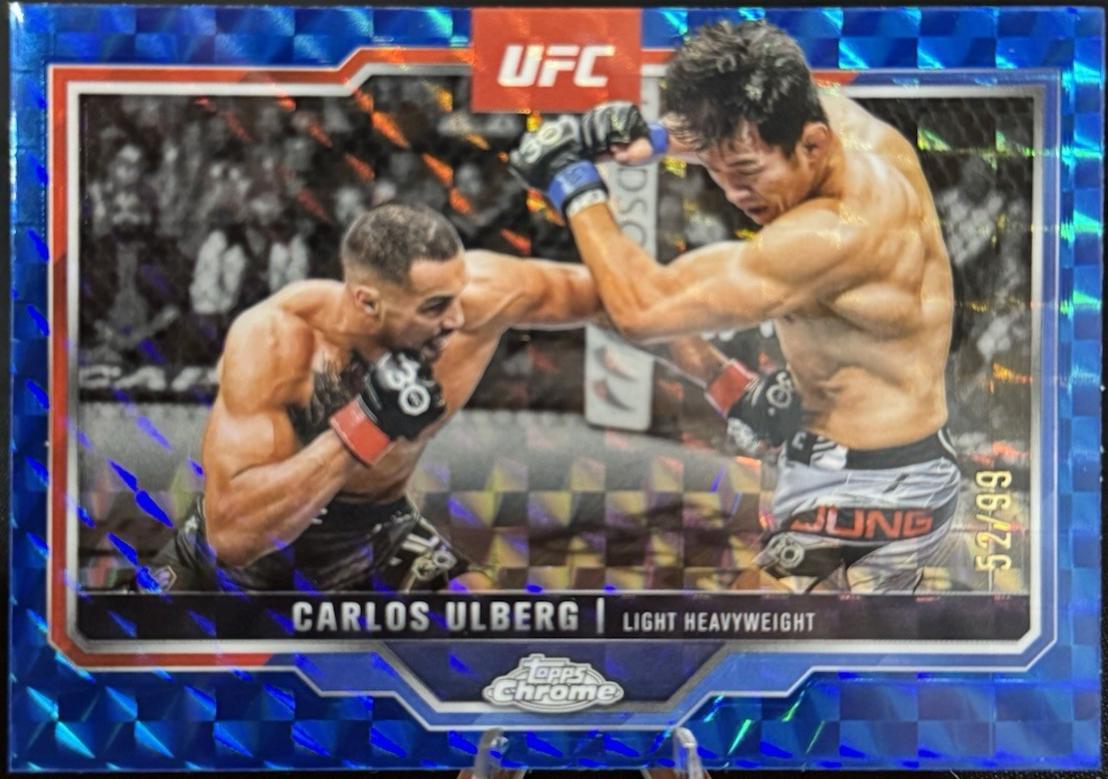 Carlos Ulberg 2025 Topps Chrome UFC Base #198 Blue Geometric Refractor