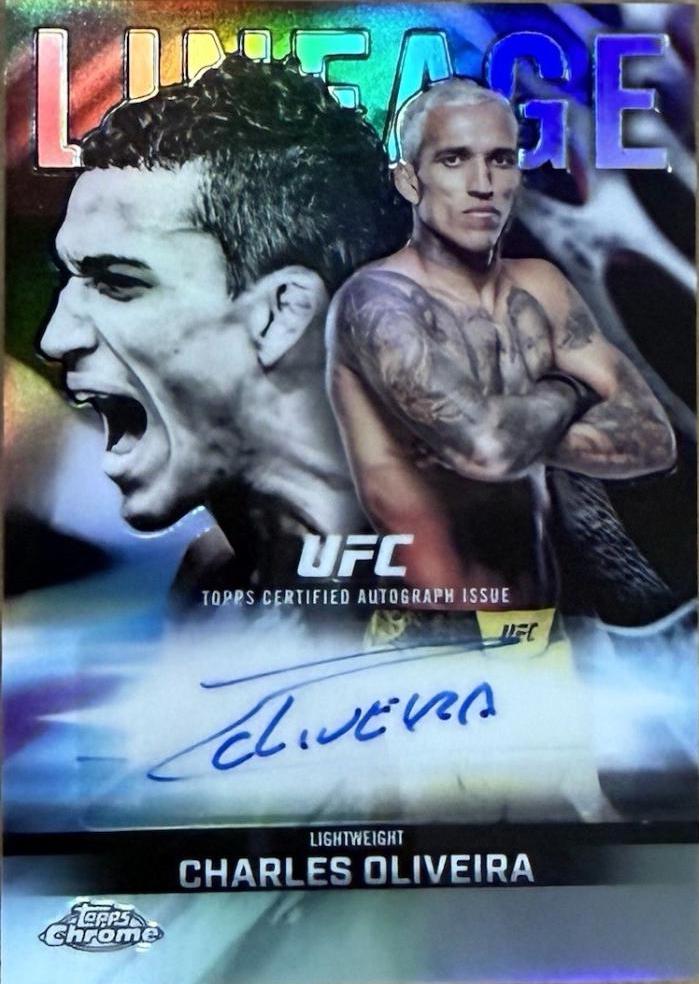 Charles Oliveira 2026 Topps Chrome UFC Chrome Lineage Autographs #CCA-CO Red Geometric Refractor