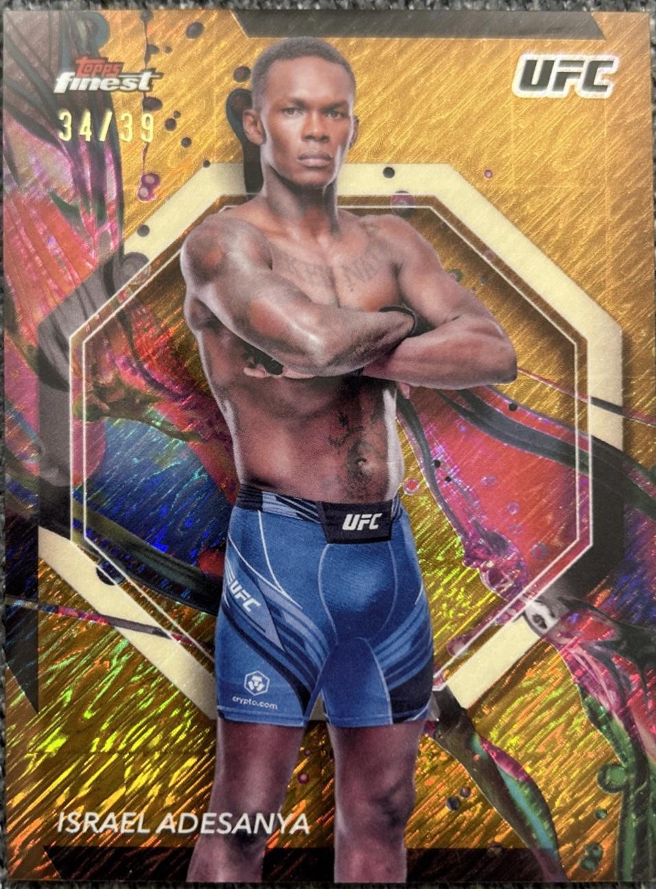 Israel Adesanya 2024 Topps Finest UFC Base Common #53 Gold Shimmer Refractor