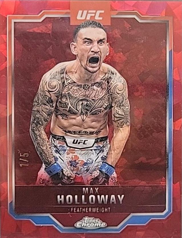 Max Holloway 2025 Topps Chrome Sapphire UFC Base Sapphire #100 Red Sapphire