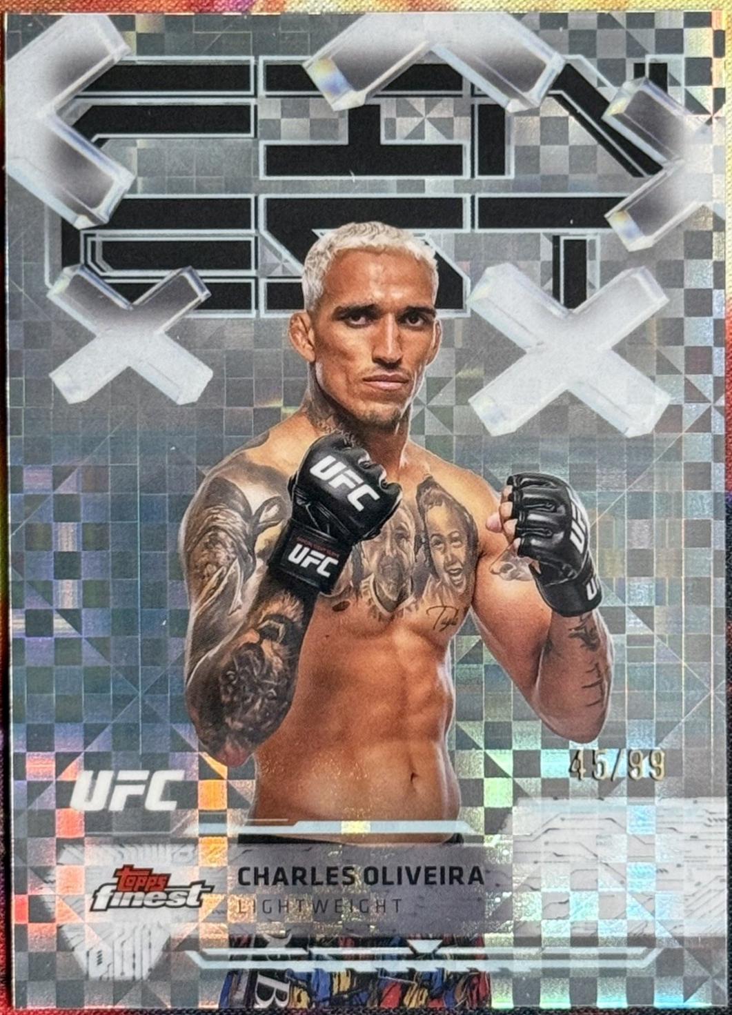 Charles Oliveira 2025 Topps Finest UFC Base Common #85 Blue Checkerboard Refractor