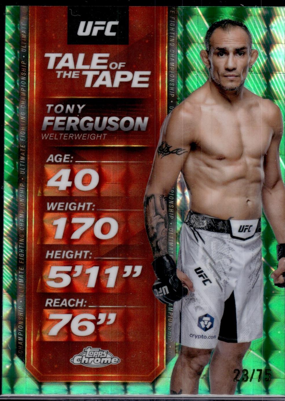 Tony Ferguson 2025 Topps Chrome UFC Tale of the Tape #TTT-10 Geometric Green Refractor