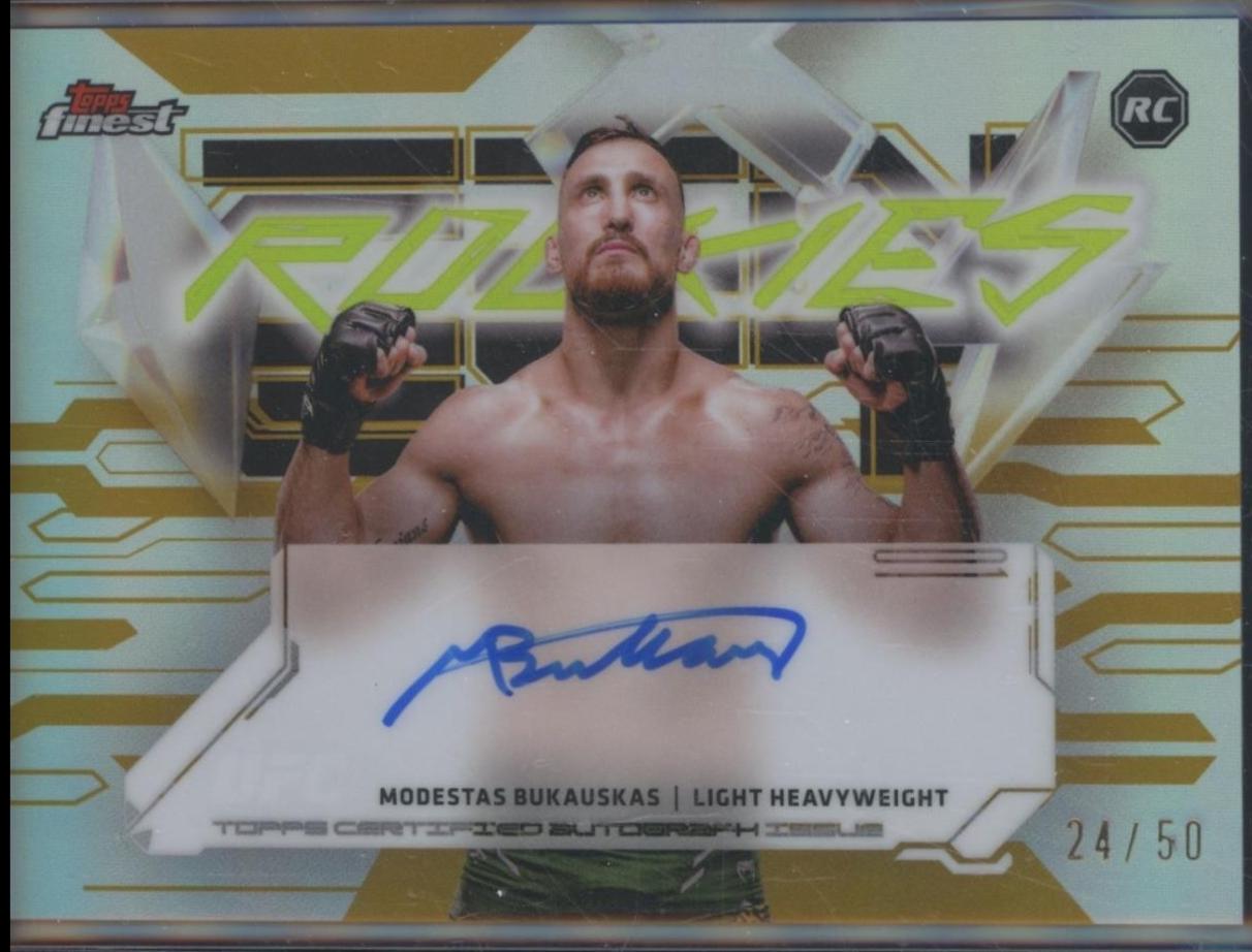 Modestas Bukauskas 2025 Topps Finest UFC Finest Rookie Autographs #FRA-MS Gold Refractor