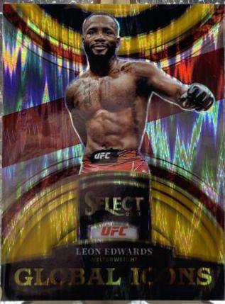Leon Edwards 2023 Panini Select UFC Global Icons #14 Gold Flash