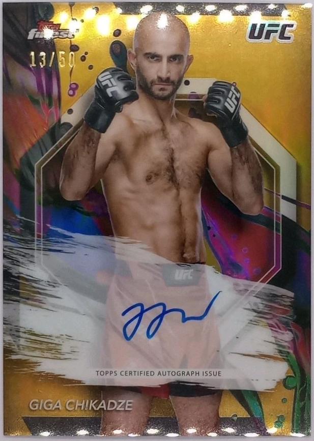 Giga Chikadze 2024 Topps Finest UFC Finest Autographs #FA-GCE Gold Refractor