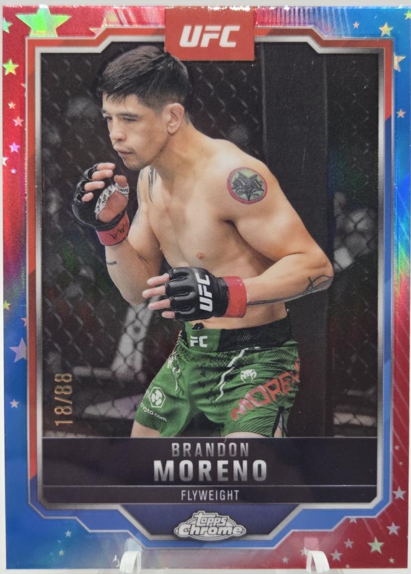 Brandon Moreno 2025 Topps Chrome UFC Base #46 Red White Blue Refractor