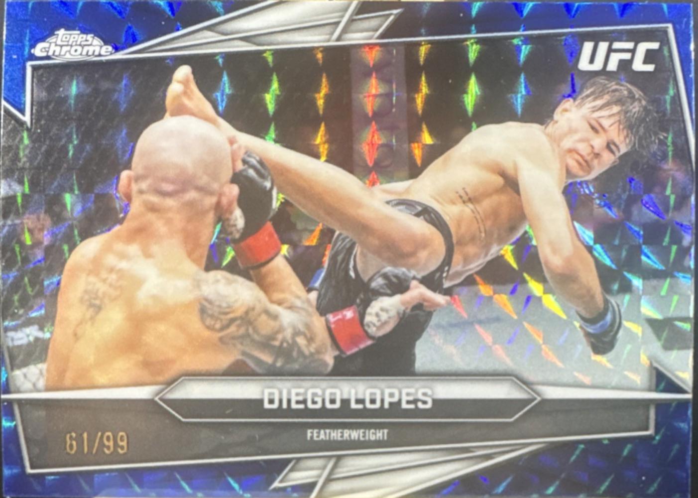 Diego Lopes 2026 Topps Chrome UFC Base #128 Blue Geometric Refractor