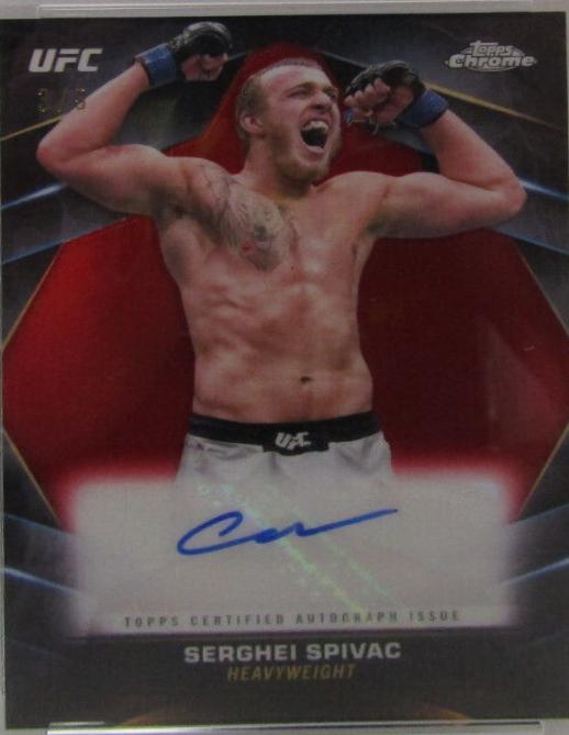 Serghei Spivac 2024 Topps Chrome UFC Chrome Veteran Autographs #CVA-SSP Red Refractor