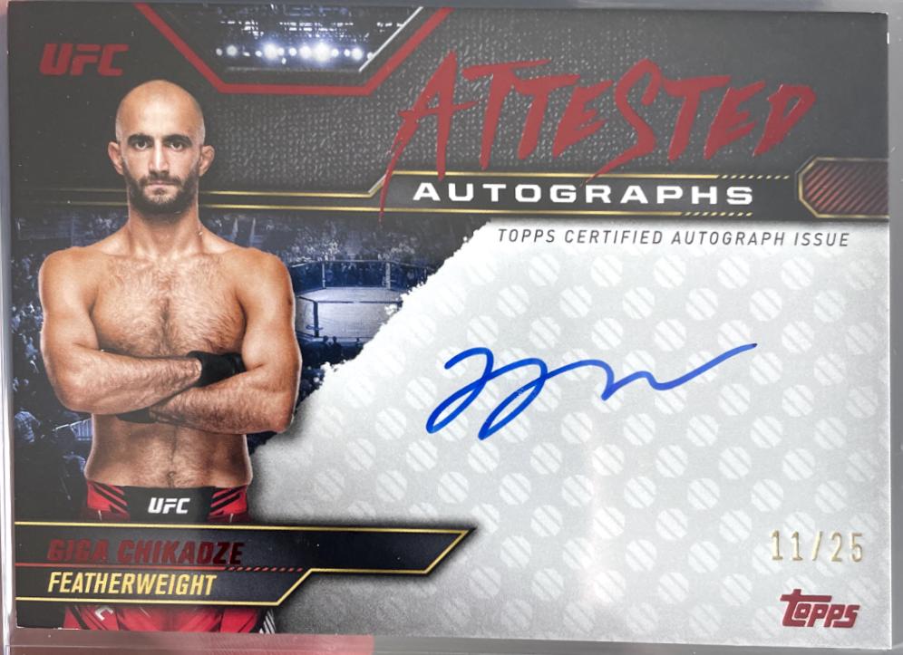 Giga Chikadze 2024 Topps Knockout UFC Attested Autographs #ATT-GCE Red