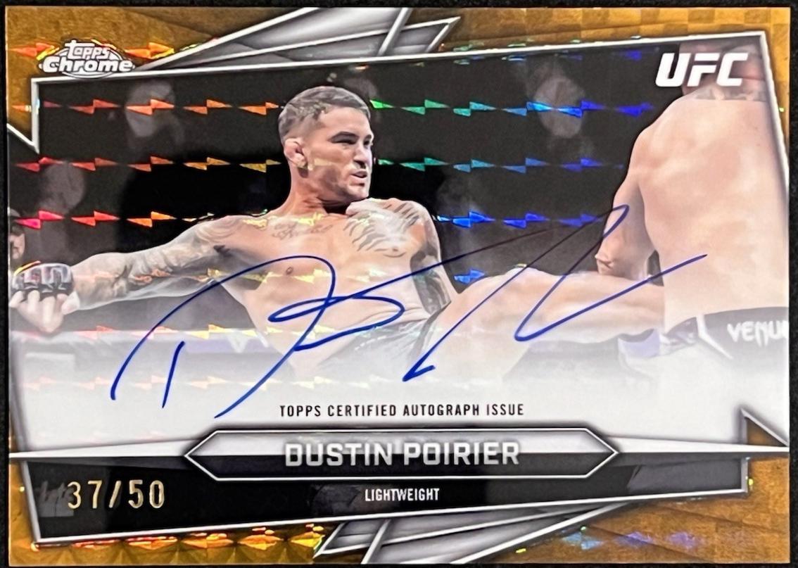 Dustin Poirier 2026 Topps Chrome UFC Base Autographs #BAV-DP Gold Geometric Refractor