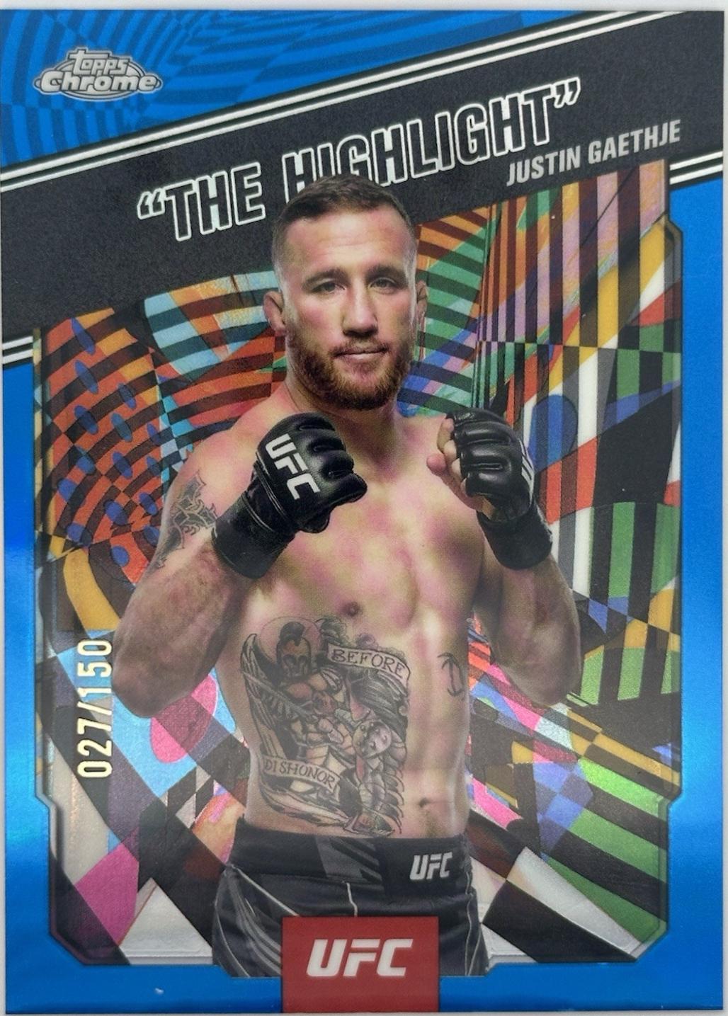 Justin Gaethje 2025 Topps Chrome UFC AKA #AKA-3 Blue Refractor